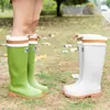 Nuevas Botas de Lluvia de Moda para Mujer, Zapatos Impermeables para Exteriores para Adultos, Zapatos de Goma Antideslizantes, Botas de Lluvia de Caña Alta para Mujer, Botas de Agua Resistentes al Desgaste para Senderismo