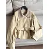 Primavera 2026 Estilo Nuevo Chaqueta Corta Holgada de Color Contrastante con Solapa Pequeña Cortavientos Cárdigan para Mujer Venta al por Mayor H15Gw98255