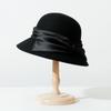 Sombrero cálido de lana pura para mujer, de moda para otoño e invierno, con protección solar, de ala ancha, con cúpula y fieltro transpirable