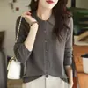 Nuevo Cárdigan de Punto para Mujer Otoño/Invierno 2026, Suéter Corto Fino con Cuello POLO, Camisa Base, Top, Abrigo de Cuello Solapa