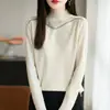 Suéter de punto con cuello semialto y adornos de pedrería estilo coreano 2026, capa interior para mujer, nueva colección primavera/otoño/invierno, top base adelgazante