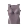 Chaleco térmico cálido para mujer para otoño e invierno, ropa interior térmica cepillada por ambos lados con almohadilla incorporada en el pecho, talla grande