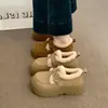 Sapatos de Algodão Fofos Moda Solado Grosso Forro de Pelúcia Sapatos Casuais Femininos Novo Estilo Outono/Inverno 2026 Quente Confortável Mocassins com Fivela