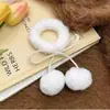 Elástico de Cabelo Bola de Pelo Branca, Estilo Japonês Outono e Inverno Menina Fofa Rabo de Cavalo Duplo Corda de Cabelo de Pelúcia, Acessório de Cabelo Doce e Versátil para Coque