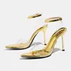 Sandalias Transparentes para Mujer Zapatos de Cristal Verano 2025 Nuevas Correa de Hebilla Simple Estilo Hada Celebridad de Internet Tacones de Aguja Altos