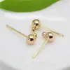 Accesorios DIY con aretes de cuentas redondas con anillo Pendientes de tallo de frijol de cobre puro coreano chapado en oro real Accesorios para aretes hechos a mano