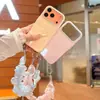 Funda de teléfono de color sólido estilo macarrón, adecuada para Apple 18 Pro Max, iPhone 17, con asa de cinta, 16, estilo coreano, 15