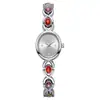 Novo Usado Tendência Oval Pedra Colorida Luz Arco-Íris Luxo Feminino Relógio Clássico Fofo Oval Feminino Pulseira Relógio
