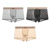 Roupa Íntima Masculina Huajielong Nova Texturizada de Seda Gelada Atacado Cintura Média Tamanho Grande Respirável Boxer Briefs Masculinos Disponível para Dropshipping
