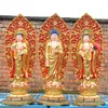 Estación de los Tres Santos Occidentales Guanyin a Templo del Buda de Resina Adornos 1.3 metros 1.6 metros 1.8 metros 2 metros 2.8 metros