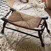 Banqueta Quadrada Pequena de Rattan Vintage, Banqueta para Trocar Sapatos, Banqueta Baixa de Madeira Maciça para Hall de Entrada, Banco ao Pé da Cama para Quarto, Banco com Armazenamento, Cadeira de Rattan Estilo Simples