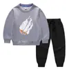 Primavera e Outono 2023 nova roupa infantil transfronteiriça suéter infantil calça conjunto de duas peças cor sólida bebê algodão manga longa