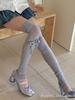 PATTKIN Estilo Coreano Nuevas Calcetines de Malla con Tira de Ballet para Mujer Calcetines de Gasa Malla Niña Niña Dulce Medias Altas
