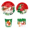 Mm125 Navidad Árbol de Navidad Anciano Fiesta de Año Nuevo Vajilla 8 Personas Set de 4 Piezas Plato de Papel Servilleta de Papel Vaso de Papel
