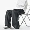 Calça de Moletom Larga com Fenda Lateral Nova para Homens e Mulheres, Cordão Elástico, Cintura Alta, Calça Casual Reta Solta