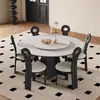 Mesa de Comedor Redonda Minimalista de Madera Maciza Estilo Italiano para Apartamentos Pequeños con Plato Giratorio, Mesa Redonda Moderna Simple de Pizarra Estilo Mid-Century para Uso Doméstico