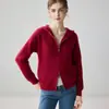 Cárdigan de punto de cachemira con capucha y cremallera, tejido de panal, para mujer, Otoño/Invierno 2026, Engrosado, Cálido, Holgado, Abrigo Suéter