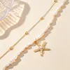 Cadena de Cintura Doble Capa de Caracola Estilo Europeo y Americano, Cadena de Cintura con Colgante de Estrella de Mar y Concha, Cadena Corporal Versátil Casual Estilo Vacaciones en la Playa