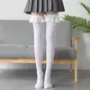 Meias Lolita Japonesas de Veludo Acima do Joelho com Renda para Meninas Cosplay de Anime Meias de Cano Médio para Mulheres