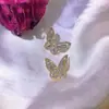 Brincos de Zircônia Borboleta Europeus e Americanos Transfronteiriços Joias da Coreia do Sul para Mulheres Brincos de Estilo Literário Celebridade da Internet Elegante Simples Novos Brincos