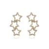 Agulha de prata coreana S925 com diamante oco cinco canto estrela orelha stud personalidade elegante brincos longos brincos de moda elegante