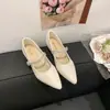 Sapatos femininos elegantes estilo coreano com salto grosso e bico fino, novo modelo outono 2026, versáteis com saias, sapatos de couro Mary Jane retrô