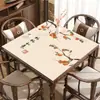 Nueva mesa de mahjong de cuero de diatomeas estilo chino, tapete absorbente de agua para ajedrez y cartas, mesa cuadrada de uso doméstico y mesa de ocho jugadores, tapete antideslizante