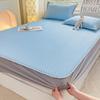 Set de tres piezas de colchoneta de seda helada de grado materno e infantil Clase A de color sólido, seda helada fresca de frijol de hielo, plegable, gorro de cama, falda de cama, colchoneta