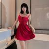 Ziqi Nuevo Original Seda de Hielo Sexy Ropa Interior Camisón con Tirantes de Dos Piezas Encaje Sexy Camisón para Casa 6432N