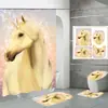 Amazon Comercio Electrónico Transfronterizo Más Vendido Impresión Digital de Alta Definición 3D Cortina de Ducha de Poliéster Impermeable Animal Caballo Venta Directa de Fábrica