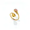 Anillo de Acero de Titanio Rosa Ojo de Gato de Lujo Ligero Europeo y Americano Anillo Abierto de Alta Gama INS Joyería de Acero Inoxidable Al por Mayor