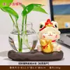Artículos de Decoración para Escritorio: Figura de León, Gato de la Suerte, Arreglo Floral Hidropónico, Jarrón Hidropónico, Planta Verde de Escritorio, Maceta, Jarrón de Cerámica