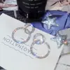 Pendientes Largos de Aro Grande y Pequeño con Pedrería Personalidad Coreana Elegante Versátiles Pendientes de Celebridad de Internet Caídas Aretes de Botón Dorados Plateados de Moda para Mujer