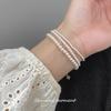 Nalan Prata S925 Exquisita e Simples de Alto Nível Luxo Leve Estilo Francês Pulseira Doméstica Forte Brilho Pulseira de Contas Swarovski S7434