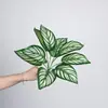 Planta Artificial Hojas de Taro Hojas Rayadas Planta Verde Falsa Escena de Micro Paisaje Arreglo de Plantas Muro de Plantas Arreglo Floral de Piso Paisajismo Material de Hoja
