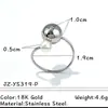 Anillo Transfronterizo Europeo y Americano de Acero de Titanio Oro 18K Doble Bola Anillo Abierto Dorado Diseño de Nicho Joyería de Acero Inoxidable Perla