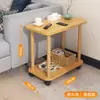 Mesa lateral de sofá, pequena prateleira de armazenamento para uso doméstico, mesa de cabeceira com rodinhas, mesa móvel, mesa de cabeceira simples de camada dupla