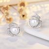 Aretes de Moda de Alta Gama, Flores Lindas, Perlas, Aretes de Plata, Aretes de Zirconia para Mujer, Venta al por Mayor de Accesorios de Fábrica