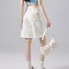 2026 Verano Delgados de Cintura Alta Sueltos Adelgazantes Bordados Cuidadosamente Seleccionados Pantalones Cortos Cropped de Pierna Ancha Shorts de Cinco Puntos de Mezclilla para Mujer