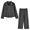 Traje deportivo casual para mujer talla grande, nuevo estilo otoño 2026, chal con cuello mao pequeño, conjunto simple de dos piezas 315316