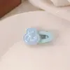 Grampo de cabelo azul com florzinha estilo coreano, grampo de urso fofo para cabelo lateral, novo grampo para franja, acessórios de cabelo