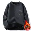 Suéter de Gola Redonda Transfronteiriço para Homens, Veludo Engrossado, Outono e Inverno Chenille Peça Única Camisa de Base Tricô de Veludo para Homens, Roupa de Inverno