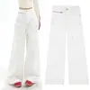 Pantalones de trabajo color blanco roto, jeans de pierna ancha para mujer, nuevo estilo primavera y otoño 20269, pantalones rectos holgados y estilizados