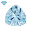 Huagang Gem Raso Mar Azul Triângulo Gordo Zircão Pedra Nua Triângulo Gordo Raso Highland Artificial CZ Hao Pedra Anéis