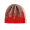 Caxemira 2025 Outono e Inverno Novo Chapéu Casual Tricotado Feminino Elegante Colorido em Blocos Cabo Floco de Neve Espessado Quente Fashion