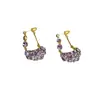 2026 Nuevo Estilo Francés Accesible Lujo Exquisito Morado Completamente Diamantados Pendientes de Cesta de Moda Retro Pendientes de Diseño de Alta Gama para Mujeres