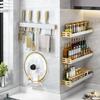 Soporte para Cuchillos de Cocina Barra Colgante Sin Taladro Lujo Ligero Platino Espacio Aluminio Cortador Almacenamiento de Cuchillos de Cocina Gancho Multifunción Montado en Pared
