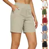 Shorts casuales de algodón y lino para mujer, de tiro alto con bolsillos, shorts de verano transpirables de corte holgado para casa, pantalones rectos adelgazantes