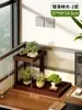 Estante de Flores de Madera Maciza para Escritorio, Estante de Almacenamiento Multicapa, Estante de Exhibición de Macetas Pequeñas para Suculentas para Escritorio de Oficina, Balcón y Ventana Saliente