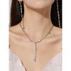 Diseño de Nicho Original Irregular Brillante Diamante Roto Colgante de Borla Larga Serie de Collares y Pendientes Cadena de Alta Clavícula de Lujo Ligero